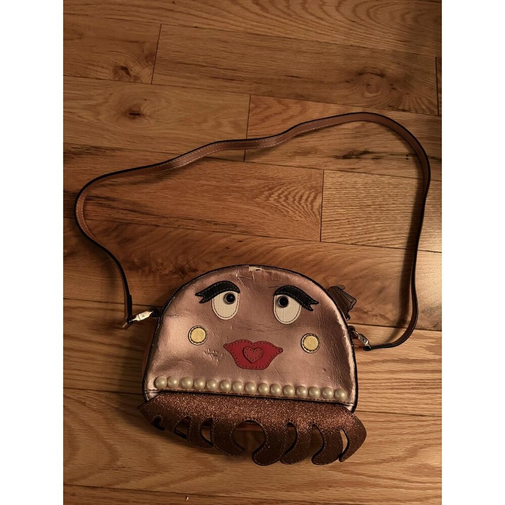 Gucci Kids Octopus Messenger Bag Metallic Pink Leather Pearls Glitter